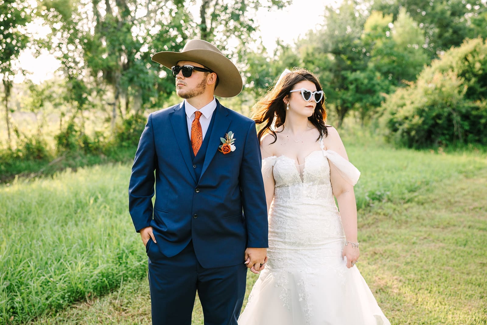 Newlyweds Kyla and Jake enjoying a quiet moment together during their Angleton, Texas wedding.